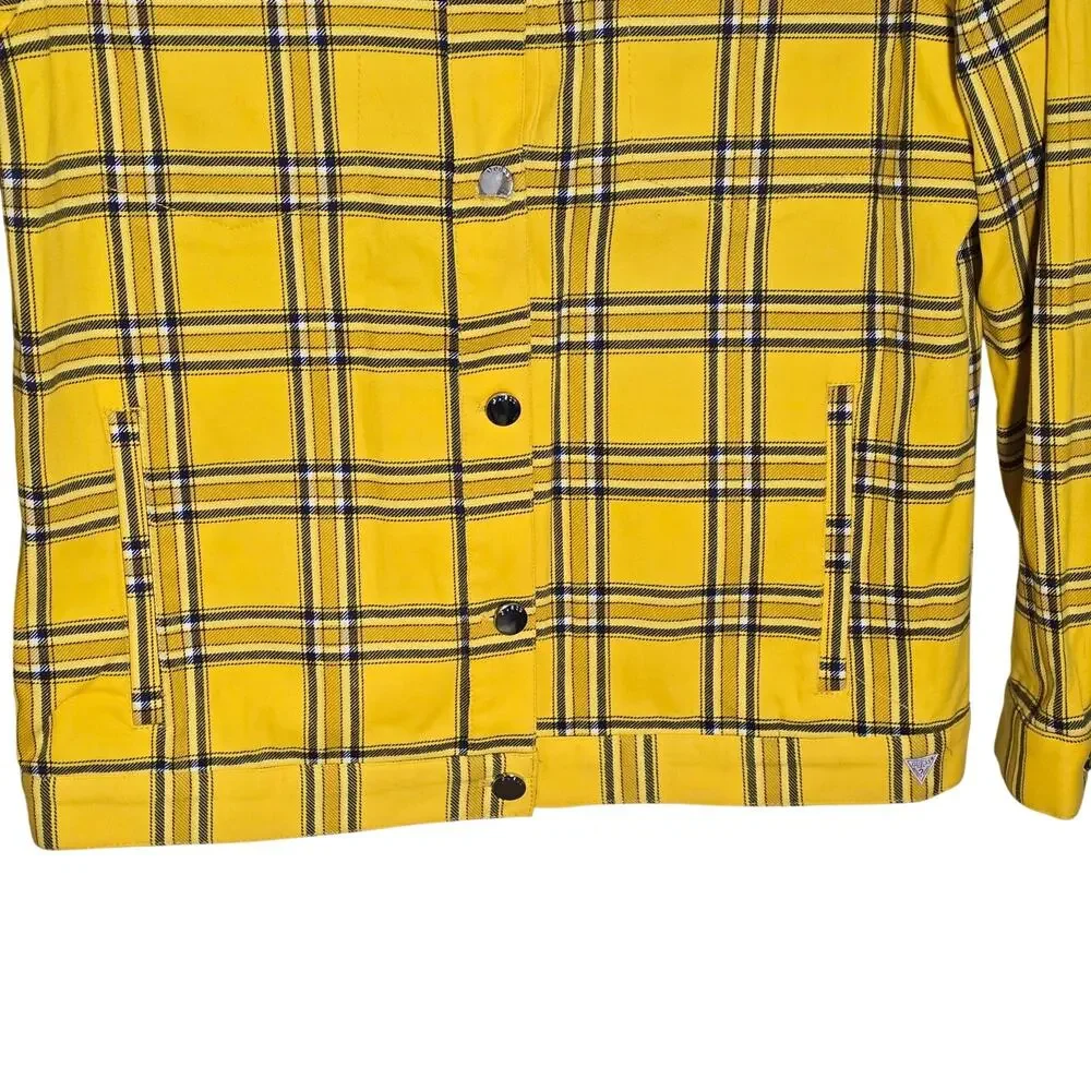 Guess Originals Yellow Plain Flannel Button Up Jacket Clueless Y2K 90s Small LN - Picture 3 of 12